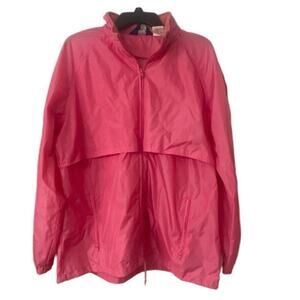 WOOLRICH Vintage Watermelon Pink Nylon Windbreaker Packable Hood Size XL